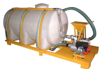 Small Gasoline engine mud mixing system