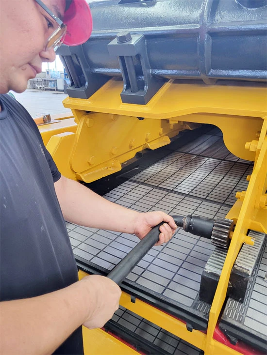 Install the gear and fit the 90-degree wrench onto it